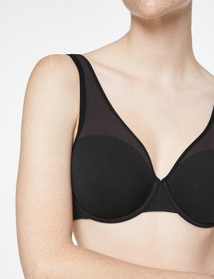 Organic Cloud Cotton Bra, Black - Thirdlove - Organic Cotton/Spandex,modelD