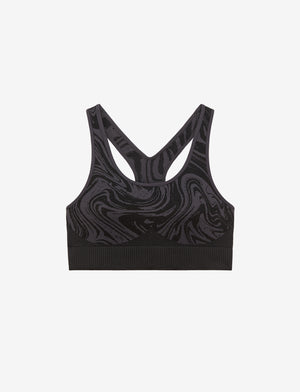 Flex Seamless Racerback Sports Bra - Black Marble - Nylon/Polyester/Spandex -Thirdlove