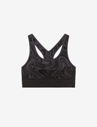 Flex Seamless Racerback Sports Bra - Black Marble - Nylon/Polyester/Spandex -Thirdlove